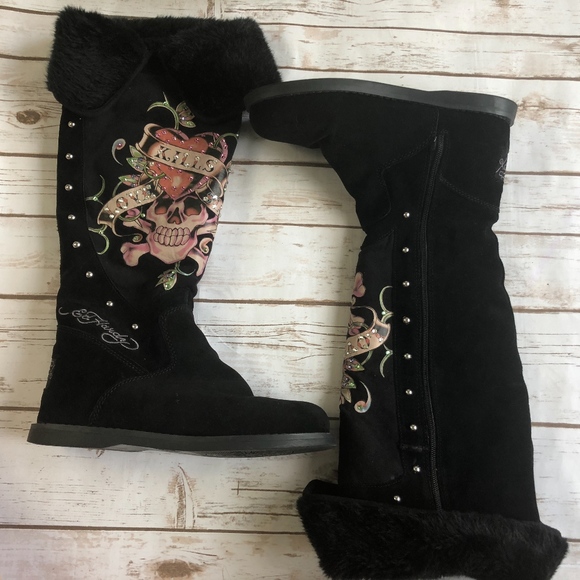 ed hardy boots love kills slowly